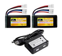 ZYGY 2PCS 7.4V 600mAh 35C 2S Lipo Battery Molex Plug with 2 in 1 Charger for FMS FCX24 RC Car Truck RC Electric Climbing Vehicle FCX24 Battery