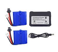 ZYGY 2PCS 7.4V 600mah lithium battery with 2 in 1 balance charger for Syma Q2 Q3 Skytech H100 H102 H106 H120 spare battery parts for RC boats