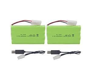 ZYGY 2PCS 9.6V 2800mah AA Rechargeable Batteries with Tamiya Plug with USB Charging Cable for RC Cars Trucks Tanks Engineering Cars RC Boats
