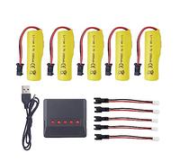 ZYGY 5PCS 3.7V 1000mAh Li-ion Battery with 5 in 1 Charger for TB202 TB201 TM201 TM202 TC141 DE35 DE38 DE40 DE50 RC Stunt Car RC Toy Car RC Tumble Car Battery