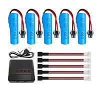 ZYGY 5PCS 3.7V 1200mah Lithium Battery with 5-in-1 Charger for DE45 DE58 DE49 DE57 DE70 RC Car 1:14 off-road Vehicle Four-wheel Drive High-speed Racing Spare Battery