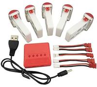 ZYGY 5PCS 3.7V 500mAh Batteries for SYMA X5UW X5UC RC Quadcopter Helicopter UAV battery spare parts (5PCS lithium Batteries+5in1 Charger+5PCS Transfer Cables)