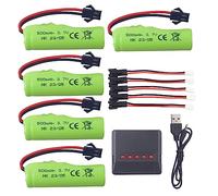 ZYGY 5pcs 3.7V 500mAh LiPo Battery + 5in1 Charger for DE35 DE38 DE40 DE50 Double Sided Roll Stunt Remote Controlled Car