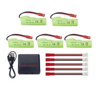 ZYGY 5PCS 3.7V 500mAh Lipo Battery with 5-in-1 Charger for Huina 1337 1338 1516 1517 RC Engineering Vehicle RC Toy Car Battery