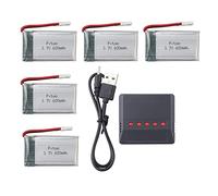 ZYGY 5PCS 3.7V 600mah Lipo-Battery with 5 in 1 Charger for MJX X708 X708W X709 UDI U45 U45W U42 U42W SYMA X5C X5SW X5SC S5 S5C S5W E32HW SS40 FQ36 T32 T5W H42 CW4 RC Quadcopter Drone battery