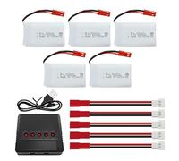 ZYGY 5PCS 3.7V 800mAh Lipo RC Drone Battery with 5-in-1 Charger JST Plug for SYMA X56W MJX X400W X300C X800 HS110 HS200 S670 V950hd S1750 V2450 RC Quadcopter
