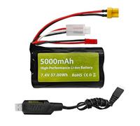 ZYGY 7.4V 5000mah 2S Li-ion Battery with JST Plug and XT30 Plug with USB Charging Cable Suitable for TX16S, TX18S, RC4GS, RC6GS, TX12 RC Transmitter RC Car Truck Engineer Battery