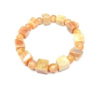 Zyh The ocean Natural Crystal square beads Bracelet , Trendy Jewellery Orange Sunstone amazonite Multiple styles of square Stretch bracelets, 5.5 UK, Crystal, crystal
