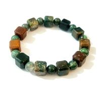 Zyh The ocean Natural Crystal square beads Bracelet ， Trendy Jewellery Orange Sunstone amazonite Multiple styles of square Stretch bracelets, 5.5 UK, Stone, crystal