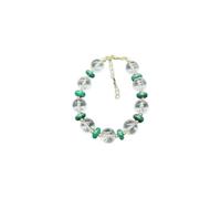 Zyh The ocean Natural Green Malachite & Clear Crystal Bracelet Adjustable Bangle Women Party Jewelry Gift, 8