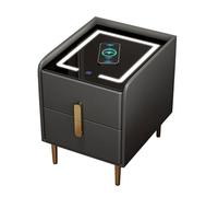 ZYHAOYAN Smart Nightstand with LED Lights, Narrow Bedside Table with Drawers, Wireless Charging, Suitable for Bedrooms and Living Rooms(Dark grey,35cm/13.8in)