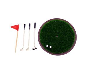 ZYHARUKO 1 Handcrafted Miniature Golf Course Model with Realistic Grass & Wood Club for Scene Display Decorative Accessories Miniature Golf Training Kits
