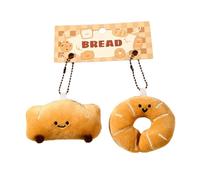 ZYHARUKO 2Pcs Cartoon Bread Shaped Plush Stuffed Toy With Keychain Food Lover Friend Bag Decoration Soft Texture Present Bread Bag Accessories