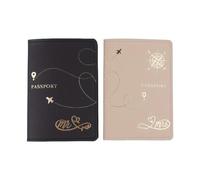 ZYHARUKO 2Pcs Couple Passports Holder Set Honeymoon Wedding Travel Essential Soft PU Leather Passports Covers for Women Men Honeymoon Travel