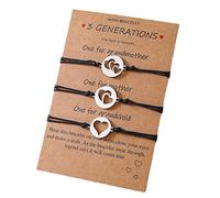 ZYHARUKO 3 Pcs/Set Hollow Heart Shaped Matching Promise for Mother Daughter Grandmother Granddaughter Birthday Matching Promise Bracelets