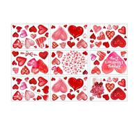 ZYHARUKO 9 Sheets Valentines Day Window Clings Love Heart Print Decal Watercolor Double-Sided Sticker Decoration Wedding Window Sticker