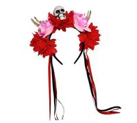 ZYHARUKO Adjustable Skull Headpiece With Floral Skeleton Hands Halloween Hairband For Women Men Children Costume Accessories Skeleton Hairband