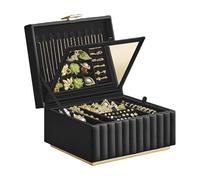 ZYHARUKO Contemporary Jewelry Holder Stylish 2 Layer Jewelry Casket With Glasses Elegant 2 Layer Display Contaienr Floating Effect Designs