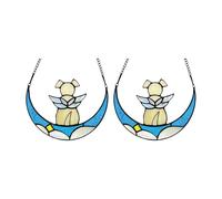 ZYHARUKO Double Pet Memory Decorations Handcrafted Design Theme Sun Hangers With Memory Dog Outline Home Display Rainbow Memorial Sun Catchers