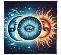 ZYHARUKO Flower Moon Sun Tarots Tablecloth Divinations Card Table Cloth Tapestry Astrology Witchcrafts Deck Cloth Decoration Altars Tarots Card