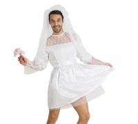 ZYHARUKO Funny Male Bride Costume Funny Comedy Costume Outfits Mens Bride Drag Queens Groom For Stag Do Hen Night Party Comedy Outfits