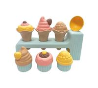 ZYHARUKO Kids Creative Role Playing Sand Toy For Indoor Outdoor Beach Activity Wheat Straws Pretend Play Sand Molds Sandpit Toy Pretend Play Ice Cream Set