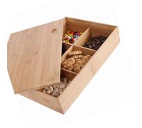ZYHARUKO Modern Wooden Snacks With Multi Compartment Organiser 6 Grids Designs Living Room Coffee Table Storage Tray For Parties Divided Snacks Tray With Lid
