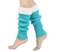 ZYHARUKO Multipurpose Ribbed Knit Footless Socks Boot Cuffs For Women Christmas Stretchy Warm Acrylic Leg Warmers With Plush Trim Knitted Leg Warmers