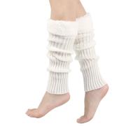ZYHARUKO Multipurpose Ribbed Knit Footless Socks Boot Cuffs For Women Christmas Stretchy Warm Acrylic Leg Warmers With Plush Trim Knitted Leg Warmers
