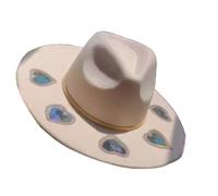 ZYHARUKO Suncatchers Hat With Rainbow Diffraction Star Moon Cutouts Natural Breathable Straw Woven For Outdoor Concert Picnics Straw