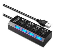 ZYHARUKO USB 2.0 Hub Multi Splitter 4 Ports Multiple Expander 2.0 With LED Lights Sub Control Switch For Data Hub For Laptop Pc