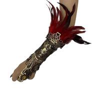 ZYHARUKO Women Lace Feathered Gloves Halloween Witch Angel Costume Accessories Feathered Arm Sleeve Wristband Fingerless Long Women's Lace Feather Long