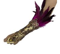 ZYHARUKO Women Lace Feathered Gloves Halloween Witch Angel Costume Accessories Feathered Arm Sleeve Wristband Fingerless Long Women's Lace Feather Long