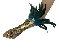 ZYHARUKO Women Lace Feathered Gloves Halloween Witch Angel Costume Accessories Feathered Arm Sleeve Wristband Fingerless Long Women's Lace Feather Long
