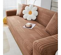 ZYHBBGXFC-XM 1 2 3 4 5 Seater Sofa Slipcover Luxury Thick Velvet Furniture Protector Solid Color Couch Cover Stretch Recliner Chair Cover(Brown,2-seat 145-185cm)