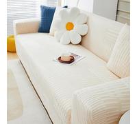 ZYHBBGXFC-XM 1 2 3 4 5 Seater Sofa Slipcover Luxury Thick Velvet Furniture Protector Solid Color Couch Cover Stretch Recliner Chair Cover(Beige,3-seat 190-230cm)