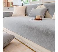 ZYHBBGXFC-XM Luxurious Rabbit Plush Sofa Cover, 1/2/3 Seater, Non-Slip, L-Shape Compatible, Fluffy Faux Fur, Kids & Pets Furniture Protector(Grey,90 * 180cm/36 * 71in)