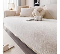 ZYHBBGXFC-XM Ultra-Soft Rabbit Plush Sofa Cover, 1/2/3 Seater Sizes, L-Shape Fit, Non-Slip Base, Fluffy Faux Fur, Ideal For Families With Pets And Children(Beige,110 * 240cm/43 * 95in)