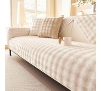 ZYHBBGXFC-XM Ultra-Soft Rabbit Plush Sofa Cover, 1/2/3 Seater Sizes, L-Shape Fit, Non-Slip Base, Fluffy Faux Fur, Ideal For Families With Pets And Children(Beige,110 * 160cm/43 * 63in)