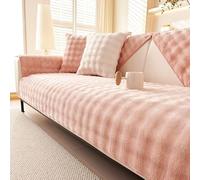 ZYHBBGXFC-XM Ultra-Soft Rabbit Plush Sofa Cover, 1/2/3 Seater Sizes, L-Shape Fit, Non-Slip Base, Fluffy Faux Fur, Ideal For Families With Pets And Children(Pink,110 * 180cm/43 * 71in)