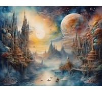 ZYHDK 1000 Pieces ，Colourful Irregular Puzzle,Difficult Jigsaw,Abstract Castles Posters ，Adult Personalised Challenge Toys ，Family Stress Reduction Games Xd229Yk