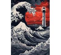 ZYHDK 1500 Pieces - Poster - Difficult Jigsaw - Gifts - Seaside Lighthouses Abstract Painting - Adult Stress Relief Game Art Picture - Kz237Dw