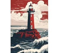 ZYHDK 1500 Pieces - Poster - Difficult Jigsaw - Gifts - Seaside Lighthouses Abstract Painting - Adult Stress Relief Game Art Picture - Kz240Dw