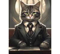 ZYHDK Jigsaw 1500 Pieces ，Lrregular Puzzle ，Retro Cat In Suit Cute Funny Poster ，Adult Fun Challenge Toys,Memory Cognition Games Gifts,Dh240Sz