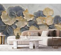 ZYHFDC Photo Wallpaper Gold Leaf Flowers Non-Woven Art Print Wall Mural Decoration Poster Picture Design Modern 150CM(W)*105CM(H)