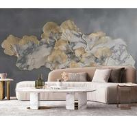 ZYHFDC Photo Wallpaper Golden Floral Marble Texture Non-Woven Art Print Wall Mural Decoration Poster Picture Design Modern 150CM(W)*105CM(H)