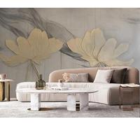 ZYHFDC Photo Wallpaper Premium Grey Floral Pure White Lotus Non-Woven Art Print Wall Mural Decoration Poster Picture Design Modern 200CM(W)*140CM(H)