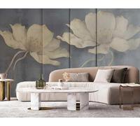 ZYHFDC Photo Wallpaper Premium Grey Gold Floral Non-Woven Art Print Wall Mural Decoration Poster Picture Design Modern 200CM(W)*140CM(H)
