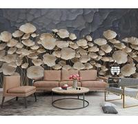 ZYHFDC Photo Wallpaper Premium Grey Gold Floral Non-Woven Art Print Wall Mural Decoration Poster Picture Design Modern 200CM(W)*140CM(H)