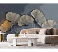 ZYHFDC Photo Wallpaper Premium Grey Gold Leaf Art Pattern Non-Woven Art Print Wall Mural Decoration Poster Picture Design Modern 150CM(W)*105CM(H)